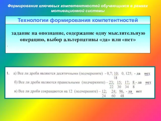 Формирование ключевых компетентностей обучающихся в рамках мотивационной системы