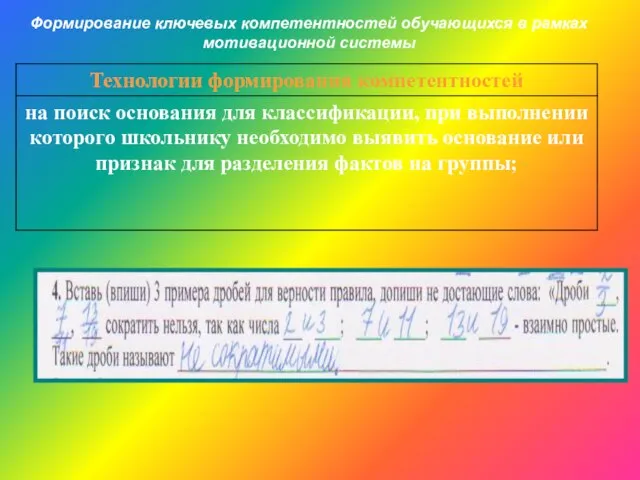 Формирование ключевых компетентностей обучающихся в рамках мотивационной системы