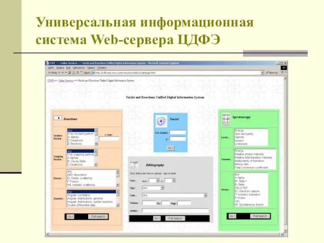 Универсальная информационная система Web-сервера ЦДФЭ