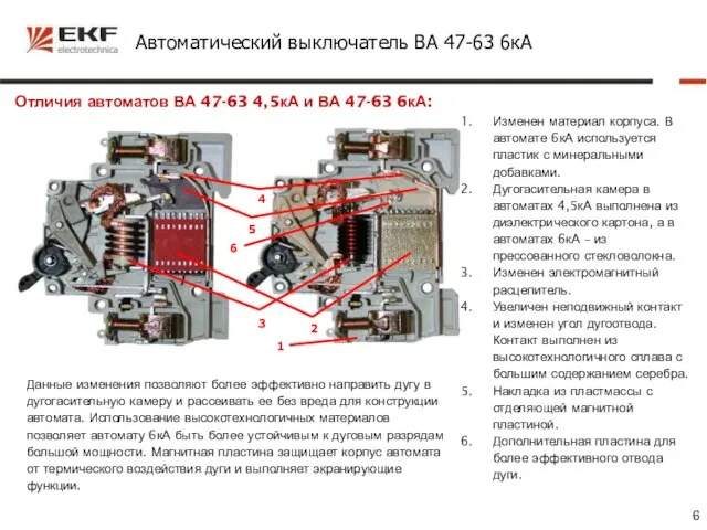 Автоматический выключатель ВА 47-63 6кА Отличия автоматов ВА 47-63 4,5кА и ВА