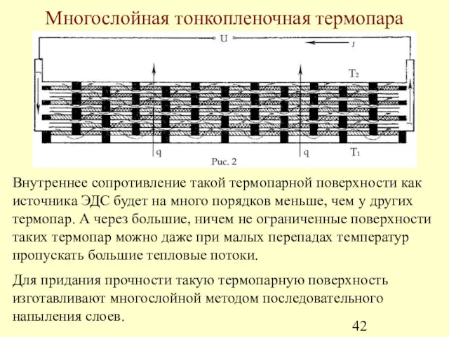 Многослойная тонкопленочная термопара Внутреннее сопротивление такой термопарной поверхности как источника ЭДС будет