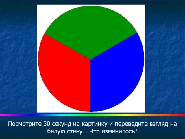 Посмотрите 30 секунд на картинку и переведите взгляд на белую стену… Что изменилось?