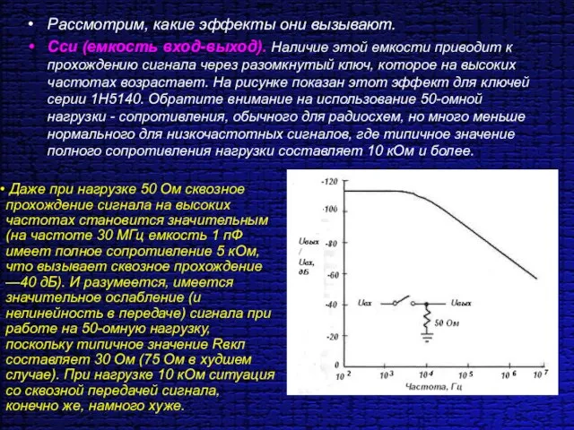 Рассмотрим, какие эффекты они вызывают. Сси (емкость вход-выход). Наличие этой емкости приводит