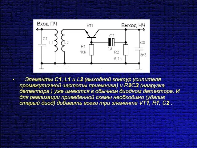 Элементы С1, L1 и L2 (выходной контур усилителя промежуточной частоты приемника) и