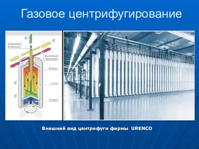 Газовое центрифугирование Внешний вид центрифуги фирмы URENCO