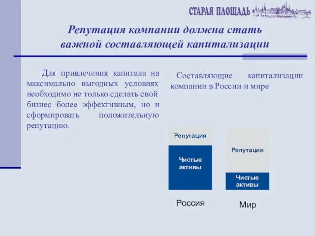 Репутация компании должна стать важной составляющей капитализации Для привлечения капитала на максимально