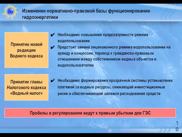 Пробелы в регулировании ведут к прямым убыткам для ГЭС Принятие новой редакции