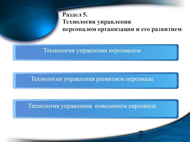 Раздел 5. Технология управления персоналом организации и его развитием