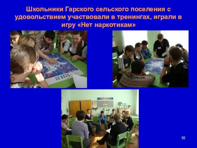 Школьники Гарского сельского поселения с удовольствием участвовали в тренингах, играли в игру «Нет наркотикам»