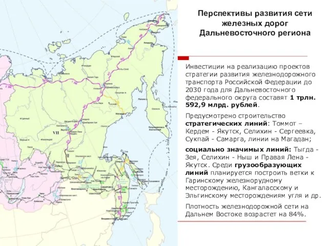 Перспективы развития сети железных дорог Дальневосточного региона Инвестиции на реализацию проектов стратегии