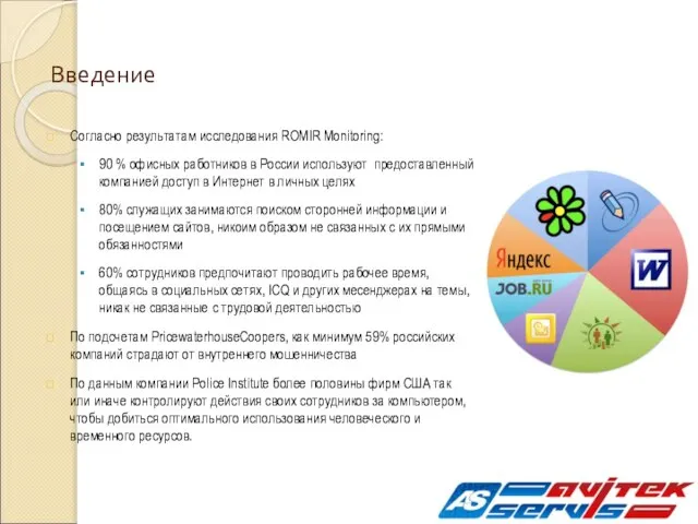 Введение Согласно результатам исследования ROMIR Monitoring: 90 % офисных работников в России