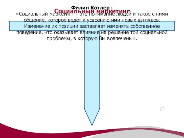 Социальный маркетинг Филип Котлер : «Социальный маркетинг – это понимание людей и