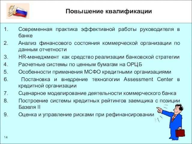 Повышение квалификации Современная практика эффективной работы руководителя в банке Анализ финансового состояния