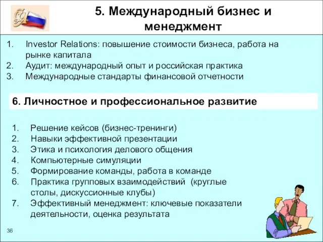 5. Международный бизнес и менеджмент Investor Relations: повышение стоимости бизнеса, работа на