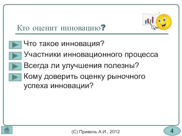 Кто оценит инновацию? Что такое инновация? Участники инновационного процесса Всегда ли улучшения