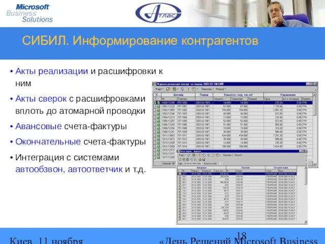 Киев, 11 ноября 2004 г. «День Решений Microsoft Business Solutions» СИБИЛ. Информирование