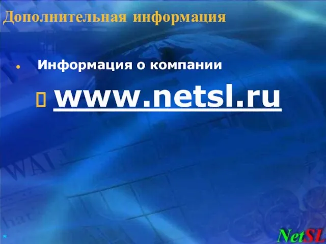 Дополнительная информация Информация о компании www.netsl.ru
