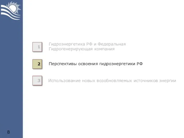 2 3 Перспективы освоения гидроэнергетики РФ Использование новых возобновляемых источников энергии 1