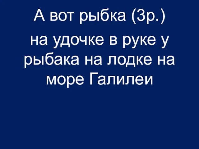 А вот рыбка (3р.) на удочке в руке у рыбака на лодке на море Галилеи