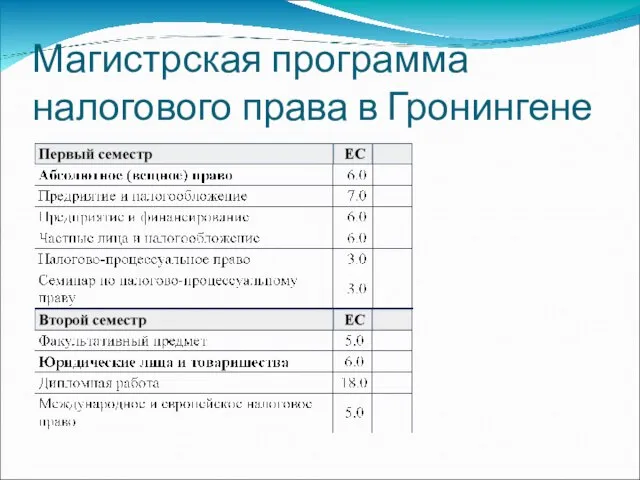 Магистрская программа налогового права в Гронингене