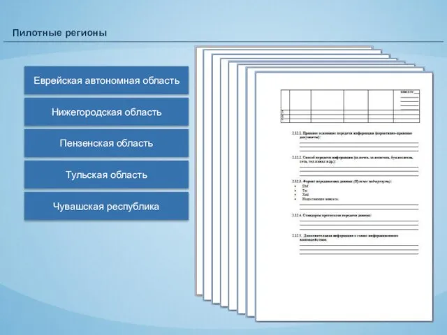 Пилотные регионы Еврейская автономная область Нижегородская область Пензенская область Тульская область Чувашская республика