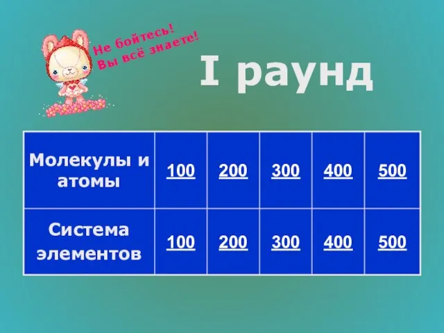 I раунд Не бойтесь! Вы всё знаете!