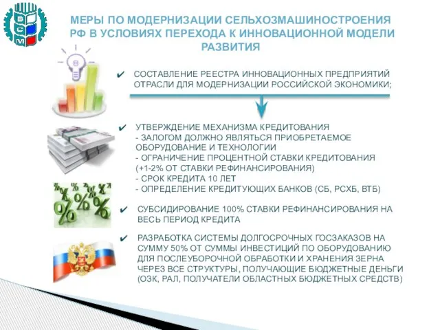 МЕРЫ ПО МОДЕРНИЗАЦИИ СЕЛЬХОЗМАШИНОСТРОЕНИЯ РФ В УСЛОВИЯХ ПЕРЕХОДА К ИННОВАЦИОННОЙ МОДЕЛИ РАЗВИТИЯ