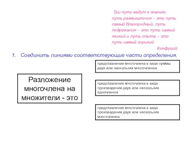 Три пути ведут к знанию: путь размышления – это путь самый благородный,