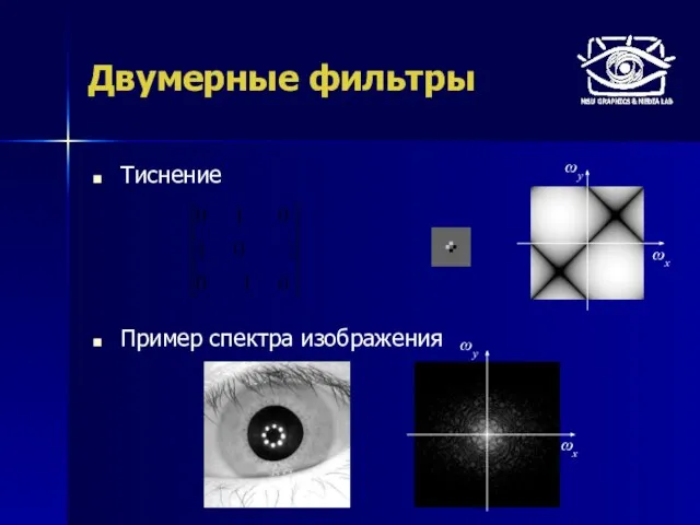 Тиснение Пример спектра изображения Двумерные фильтры