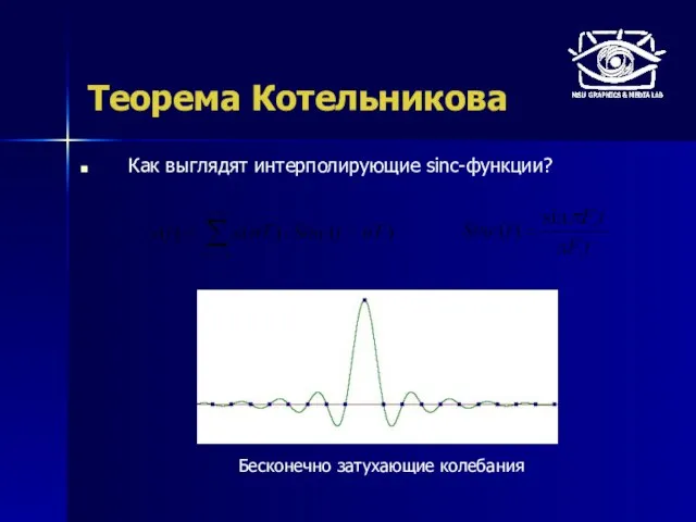 Теорема Котельникова Как выглядят интерполирующие sinc-функции? Бесконечно затухающие колебания