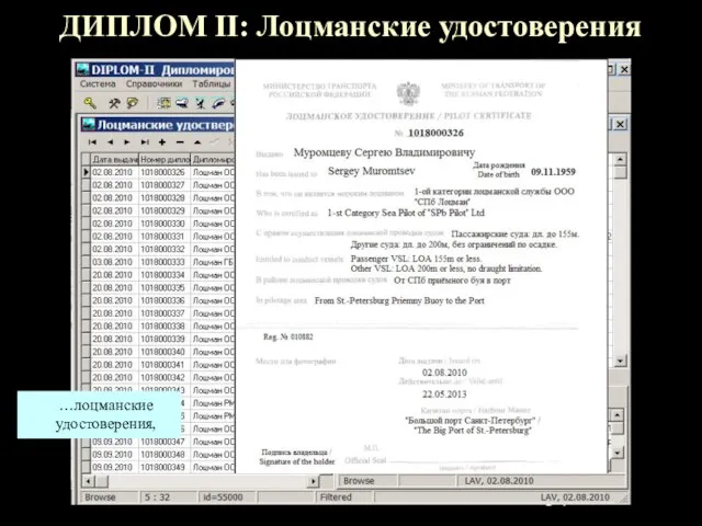 ДИПЛОМ II: Лоцманские удостоверения …лоцманские удостоверения,