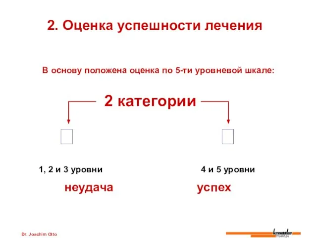 Dr. Joachim Otto 2. Оценка успешности лечения В основу положена оценка по