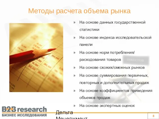 Дельта Менеджмент На основе данных государственной статистики На основе индекса исследовательской панели