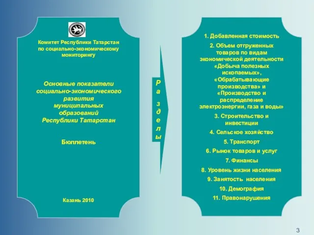 Комитет Республики Татарстан по социально-экономическому мониторингу Основные показатели социально-экономического развития муниципальных образований