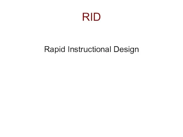 RID Rapid Instructional Design