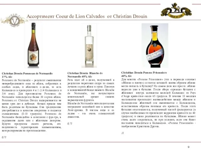 Ассортимент Coeur de Lion Calvados от Christian Drouin Christian Drouin Blanche de