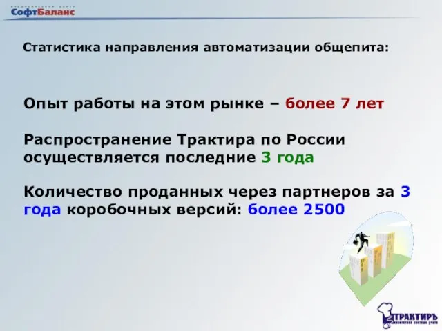 Опыт работы на этом рынке – более 7 лет Распространение Трактира по