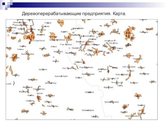 Деревоперерабатывающие предприятия. Карта.