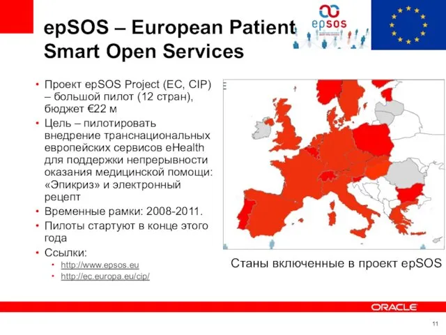 epSOS – European Patient Smart Open Services Проект epSOS Project (EC, CIP)