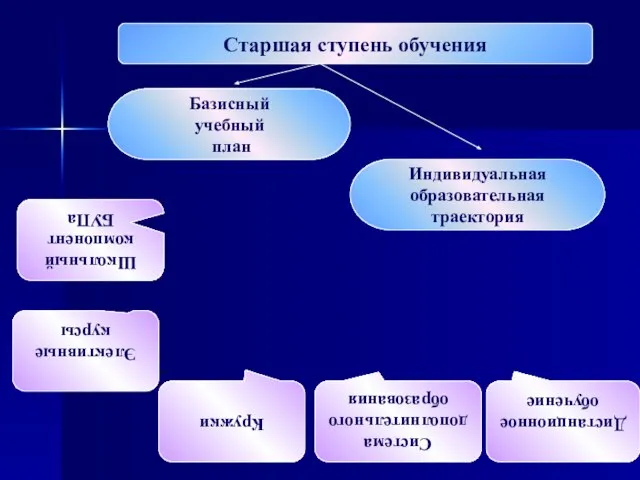 Старшая ступень обучения Индивидуальная образовательная траектория Базисный учебный план Школьный компонент БУПа