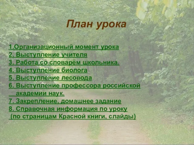 План урока 1.Организационный момент урока 2. Выступление учителя 3. Работа со словарём