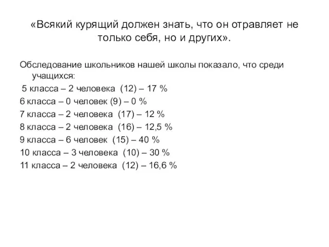 «Всякий курящий должен знать, что он отравляет не только себя, но и