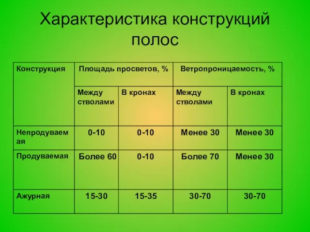 Характеристика конструкций полос