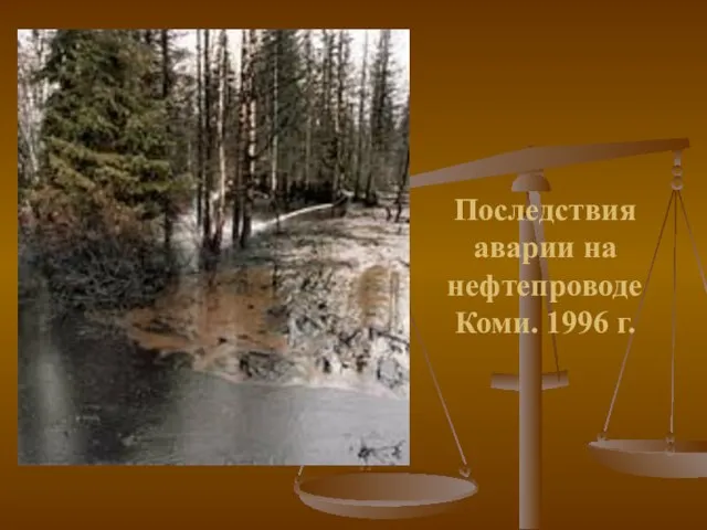 Последствия аварии на нефтепроводе Коми. 1996 г.