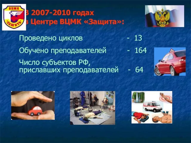 В 2007-2010 годах в Центре ВЦМК «Защита»: Проведено циклов - 13 Обучено