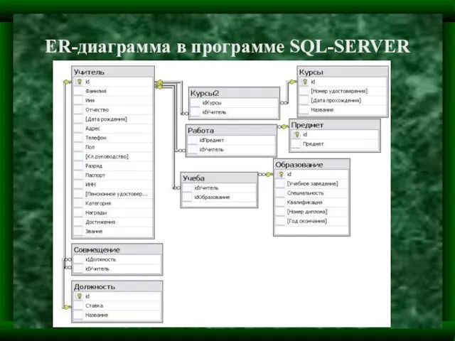 ER-диаграмма в программе SQL-SERVER