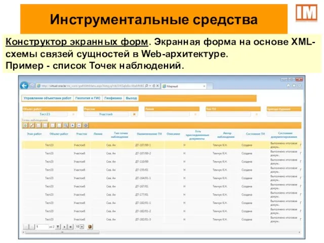 Инструментальные средства Конструктор экранных форм. Экранная форма на основе XML-схемы связей сущностей