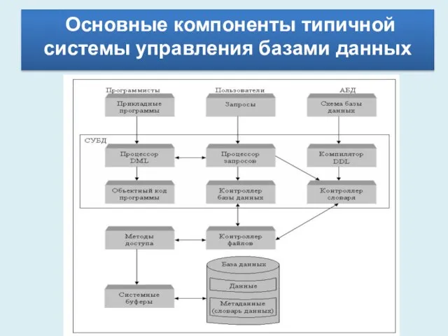 Основные компоненты типичной системы управления базами данных