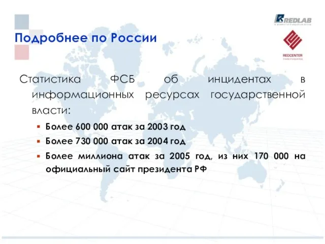 Подробнее по России Статистика ФСБ об инцидентах в информационных ресурсах государственной власти: