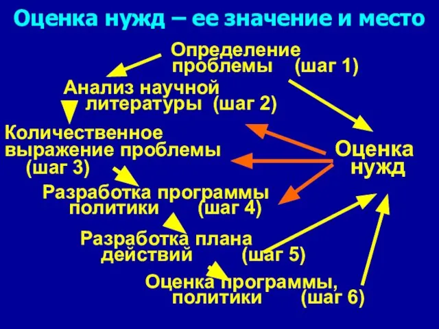 Оценка нужд – ее значение и место Определение проблемы (шаг 1) Анализ